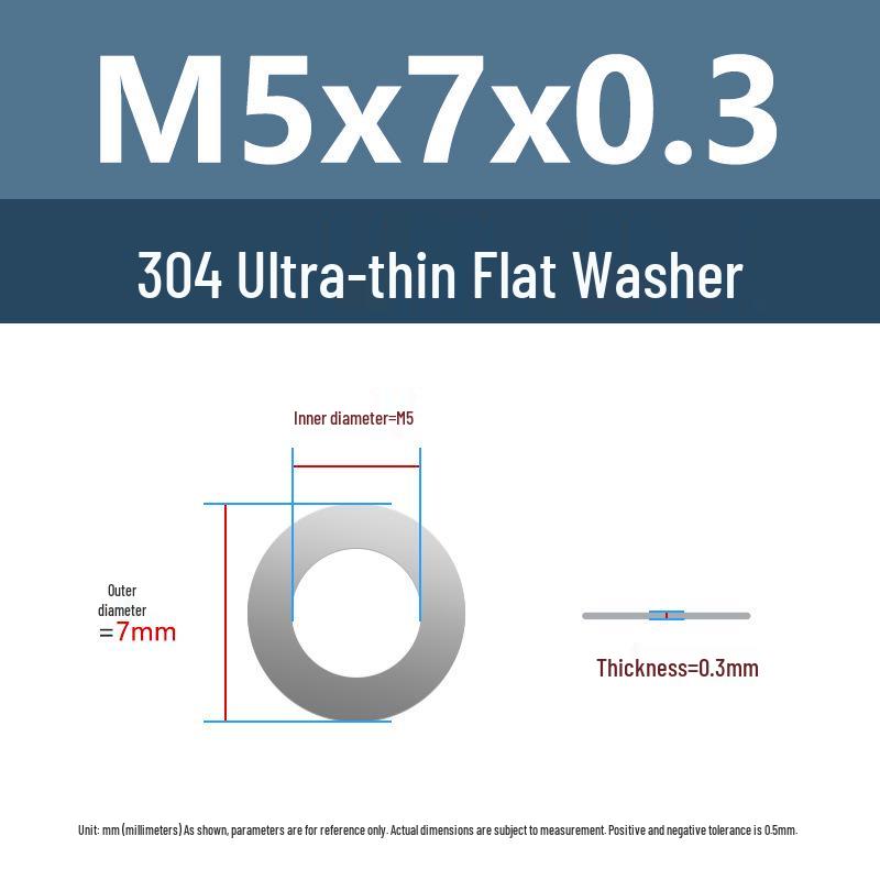 Yigu 304 Stainless Steel Flat Washer Shim Ring (Sizes M3, M4, M5, M8)