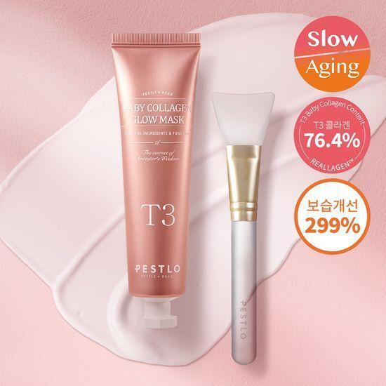 Peslow T3 Baby Collagen Glow Mask 50ml Promotion (+ Jelly Brush)