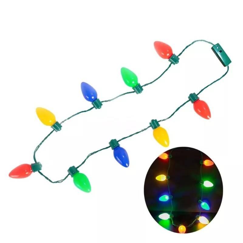 Original Design Colorful Christmas Necklace With 9 Led Bulbs For Holiday Cheer