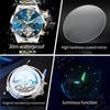 OLEVS 6621 Mens Skeletonized Flywheel Wristwatch Dual Calendar Moon Phase Waterproof Automatic Mechanical Luxury Watch Man
