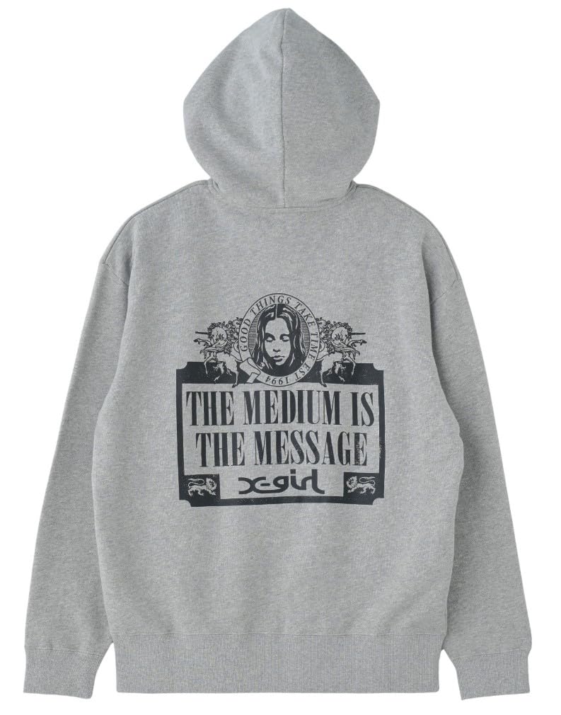 

VINTAGE LABEL FACE LOGO ZIP UP SWEAT HOODIE X-girl Women s (ASH)