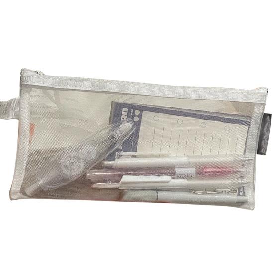 Пенал Полностью Прозрачный Большой Вместимости Сетчатый Пенал Безопасный для Проверки на Экзаменах Удобный Простой Пенал для Хранения Канцелярских Принадлежностей