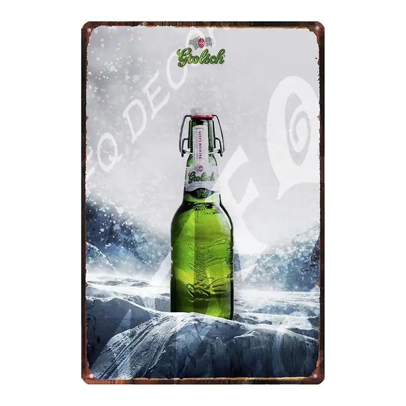 YZFQGrolsch Bière Lager Panneaux Décoratifs Hollandais Plaques Métalliques Pour Mur Bar Maison Art Décoration Restaurant 30X20CM DU-9120B
