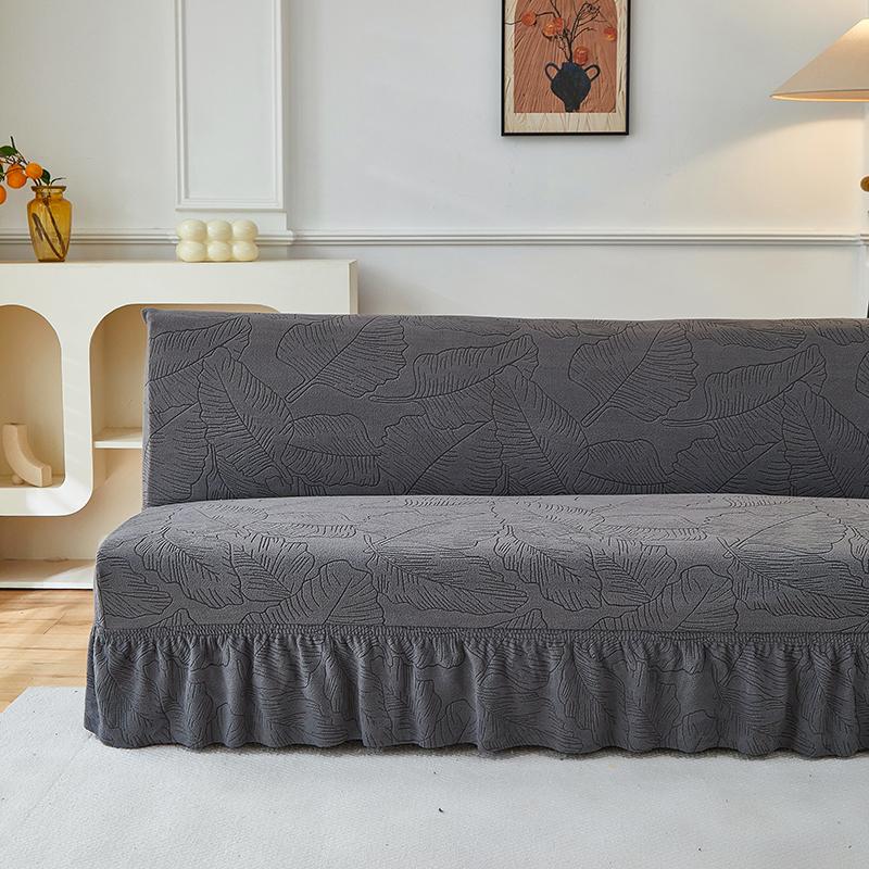 Armless Futon Cover Stretch Sofa Bed Slipcover Protector Elastic Feature Rich Textured High Spandex Small Checks Jacquard