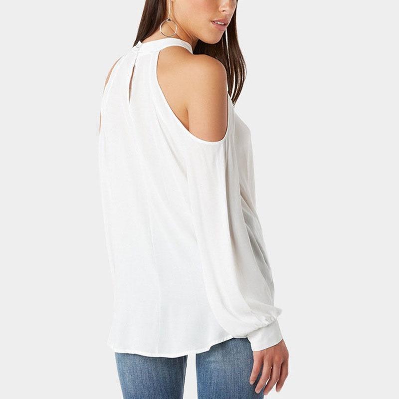 Women Cold Shoulder Chocker V Neck Summer Casual Lace Top T Shirt Blouse With Elegant Design