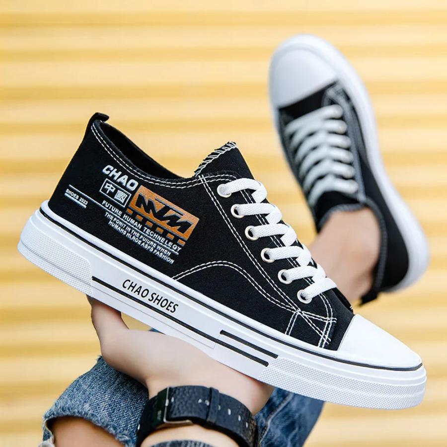 2025 Men's White Shoes Skateboarding Shoes Lace up Men Canvas Comfortable Men's Skateboarding Sneakers Sports Students Shoes