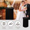 Round High Top Stretch Spandex Cocktail Tablecloths With Skirt Wrinkle Free Cocktail Table Cover For Wedding Party Banquet Jt443