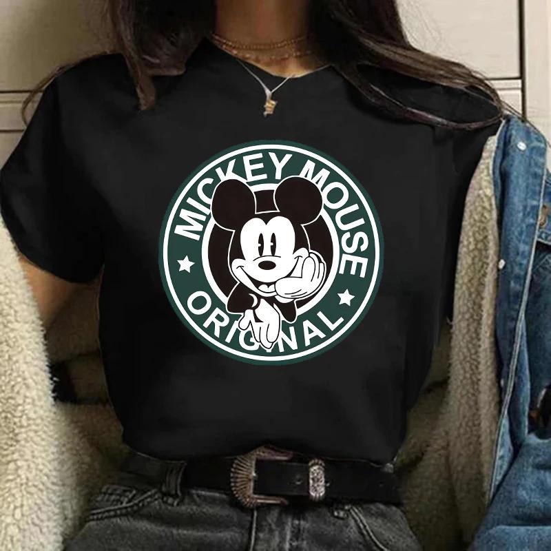 Disney T-shirt Gothic Fashion Mickey T-shirt Minnie Mouse Print Casual T-shirt Women's Kawaii T-shirt Kawaii Loose Clothing