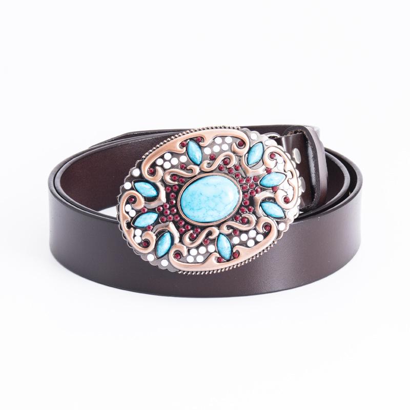 Ethnic Turquoise Leather Waist Belt for Horse Riding - Middle East Exclusive