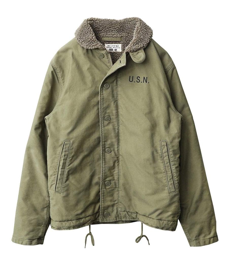 Navy Deck with Stencil Tan Number [WAIPER] U.S. N-1 Jacket, Distressed, U.S.N. - [WP04] (JP, Size, 42, Tan)