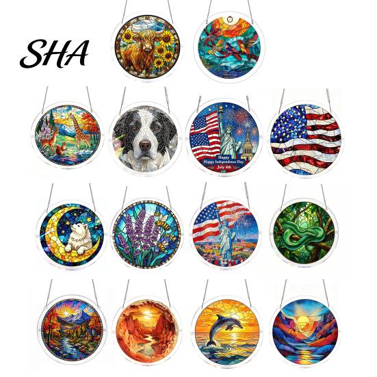Window Decoration Puzzle Acrylic Suncatcher, Colorful Hanging, 7.48 Inch Sun Catcher Pendant Ornament, Ideal for Gifting And Home Decor Artistic Light