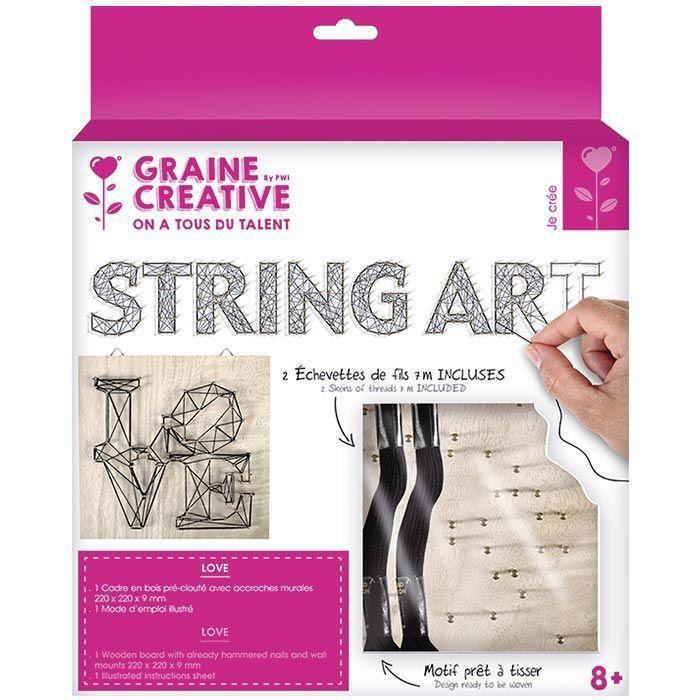 Coffret String Art - Tableau Love art filaire 22 x 22 cm