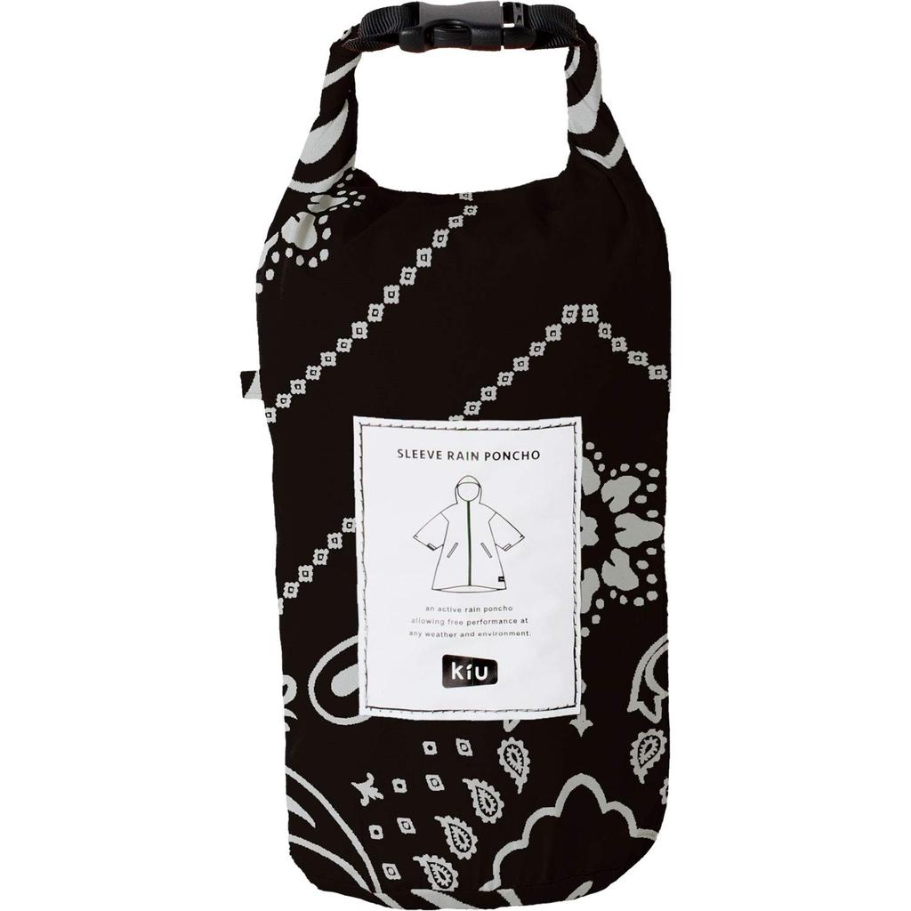 KiU Heavy Rain Poncho with with Storage and Rain Sleeves, Cycling, Water-Repellent, Waterproof, Bag, Men's Women's Poncho/Bandana, Black, K77-174