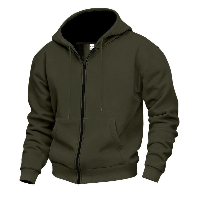 2026 New Men's Comfortable Fleece Hooded Sweatshirt Zipper Sports Shirt Long Sleeved Sweatshirt Autumn and Winter Season