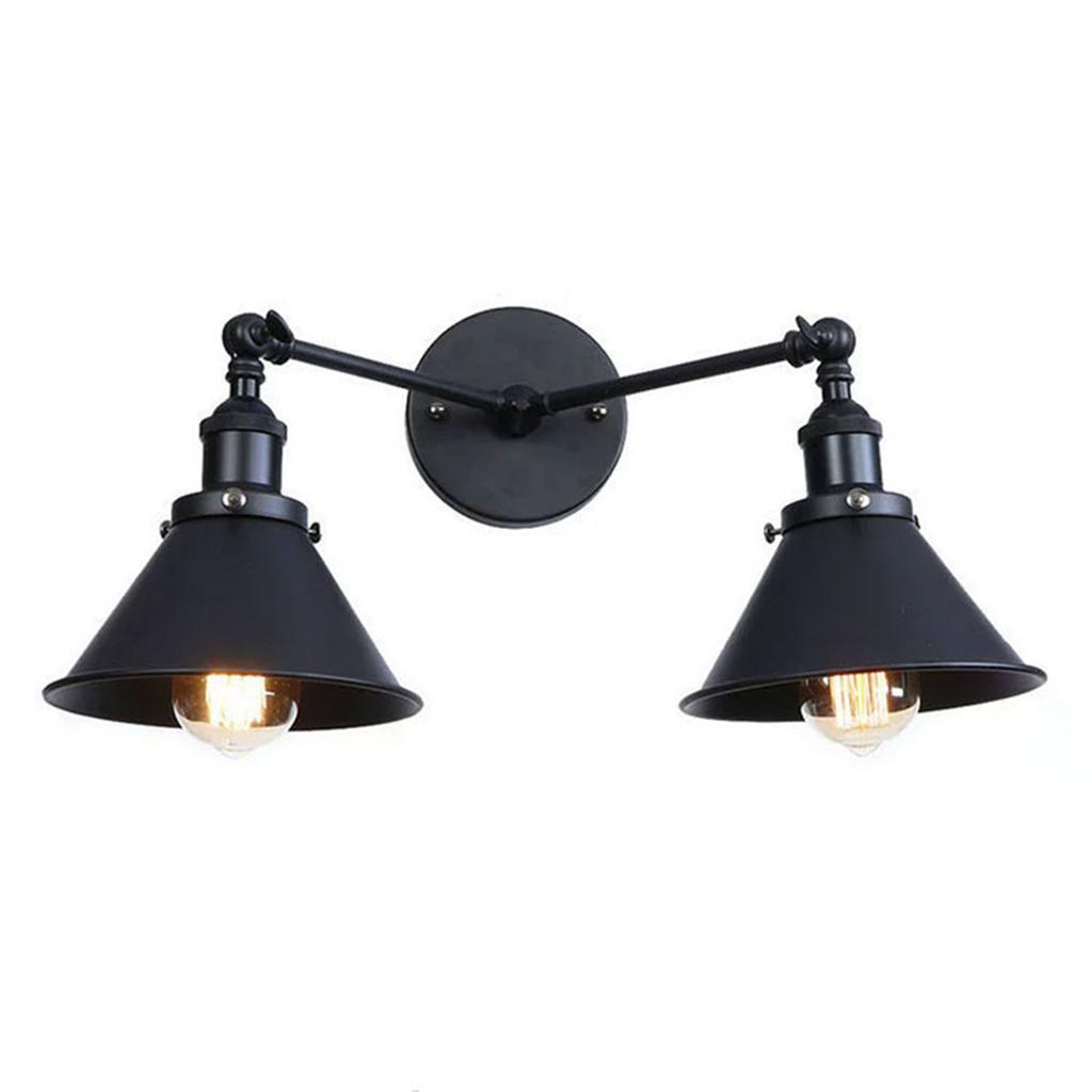 Vintage 2-Lights Wall Light Industrial Black Red Bronze Wall Sconce E27 Metal Shade Vanity Lamp Bathroom Mirror Lighting