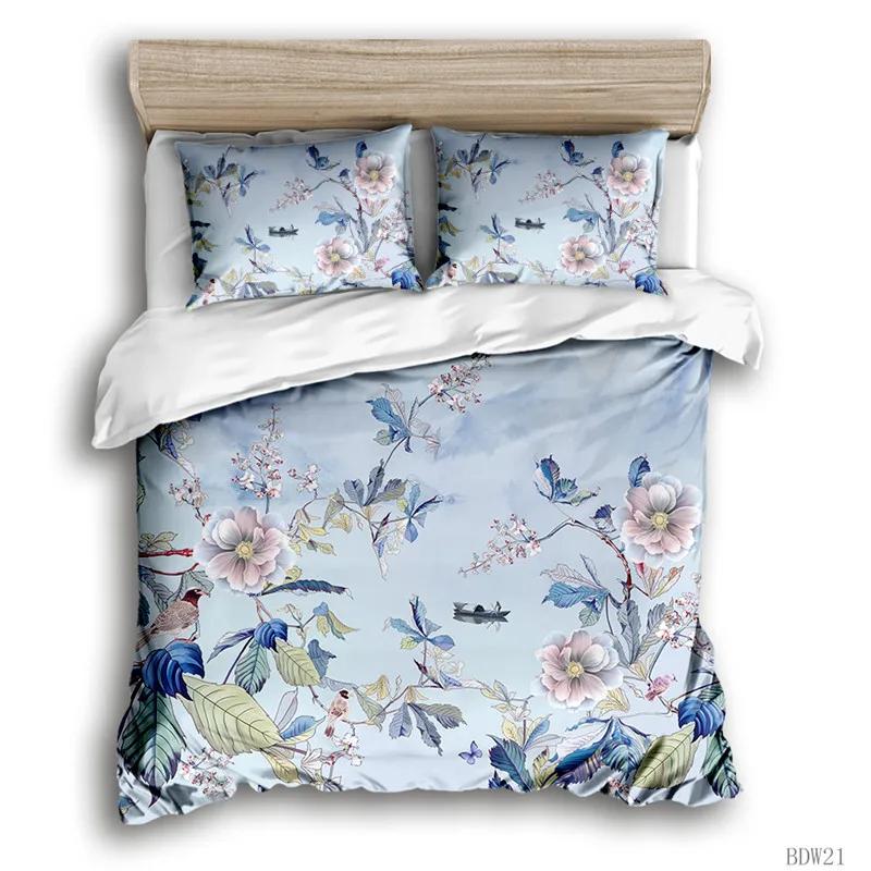 Flower Duvet Cover Botanical Leaves Reversible Floral Colorful Bedding Set Natural Plant Double Queen King Polyester Qulit Cover