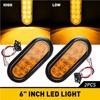 2 Amber 6" Oval Trailer 10 Lights LED Stop Turn Tail Truck Sealed W Grommet Plug