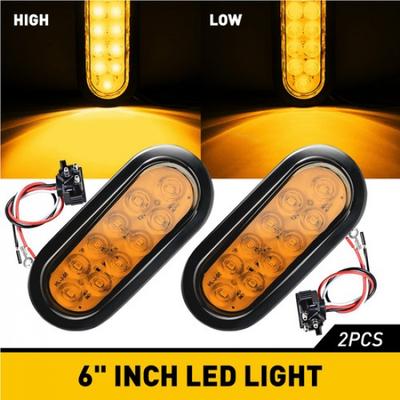 2 amber 6" Ovaal Trailer 10 Lichten LED Stop Richtingaanwijzer Staart Vrachtwagen Verzegeld met Doorvoertule Stekker