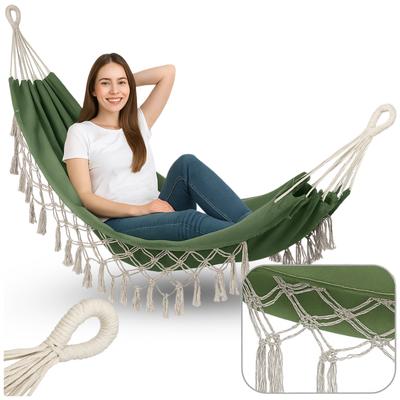Boho Garden Hammock Brazilian Macrame Two-person Green Large Lounger Xxl