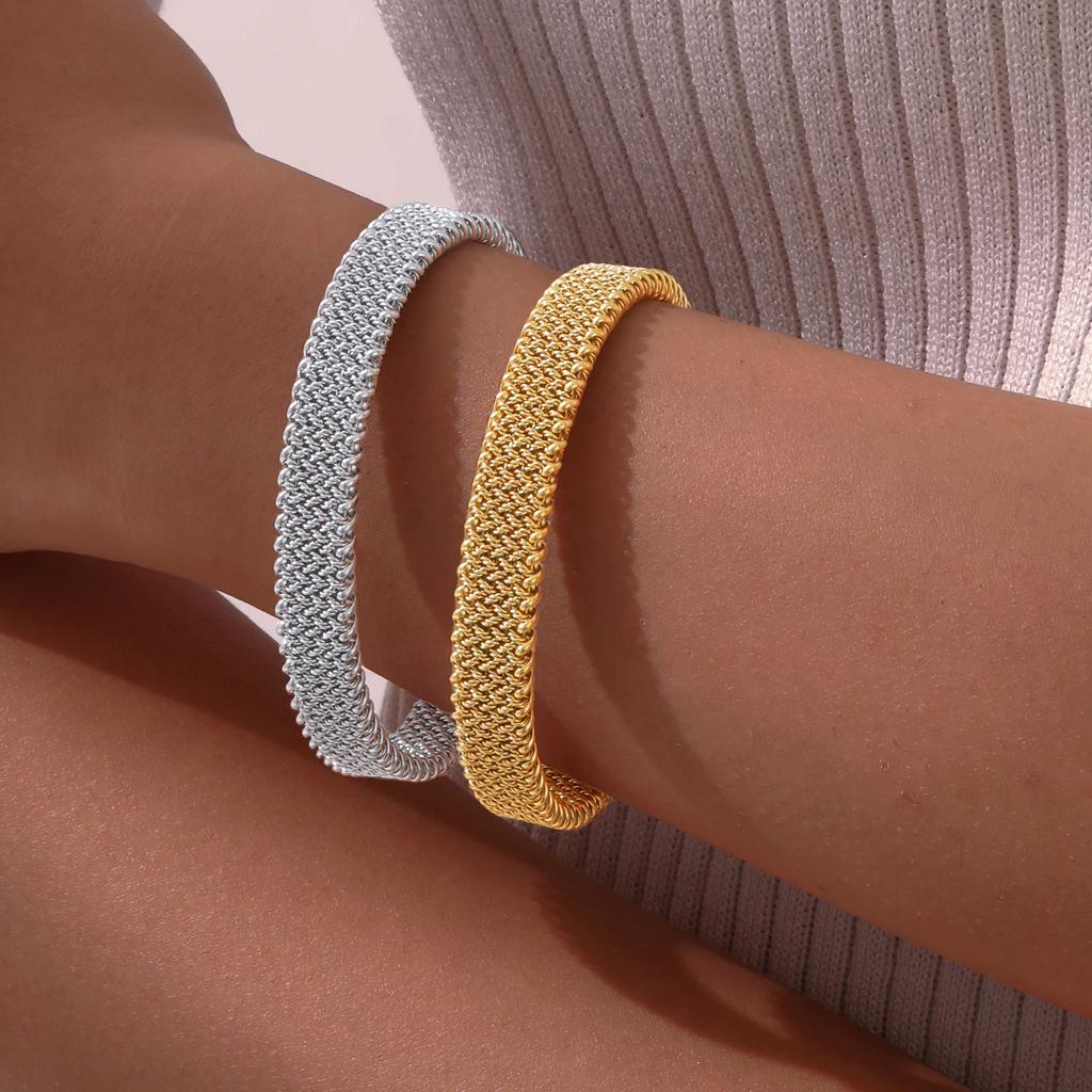 10mm Braided Stretch Strap Open Bracelet,Personalised Mesh Cuff Bracelets,Stainless Steel Women's Bracelet,Fashion Jewelry Gifts
