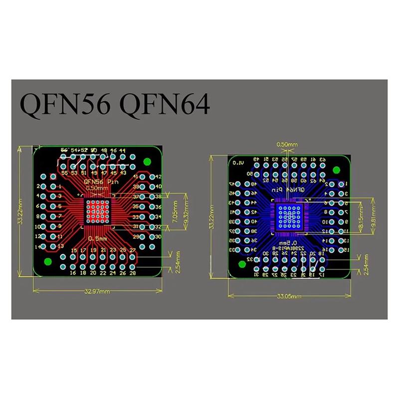 ABUL-QFN56 QFN64 Adapter Board Converter Pin Board Immerse 0.5Mm Transfer Board 10Pcs
