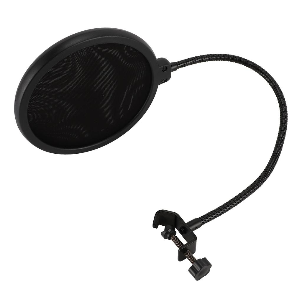 Microphone Pop Filter 360 Degree Adjustable Versatile Sturdy Dual Layered Wind Pop Screen Shield with Gooseneck Stand