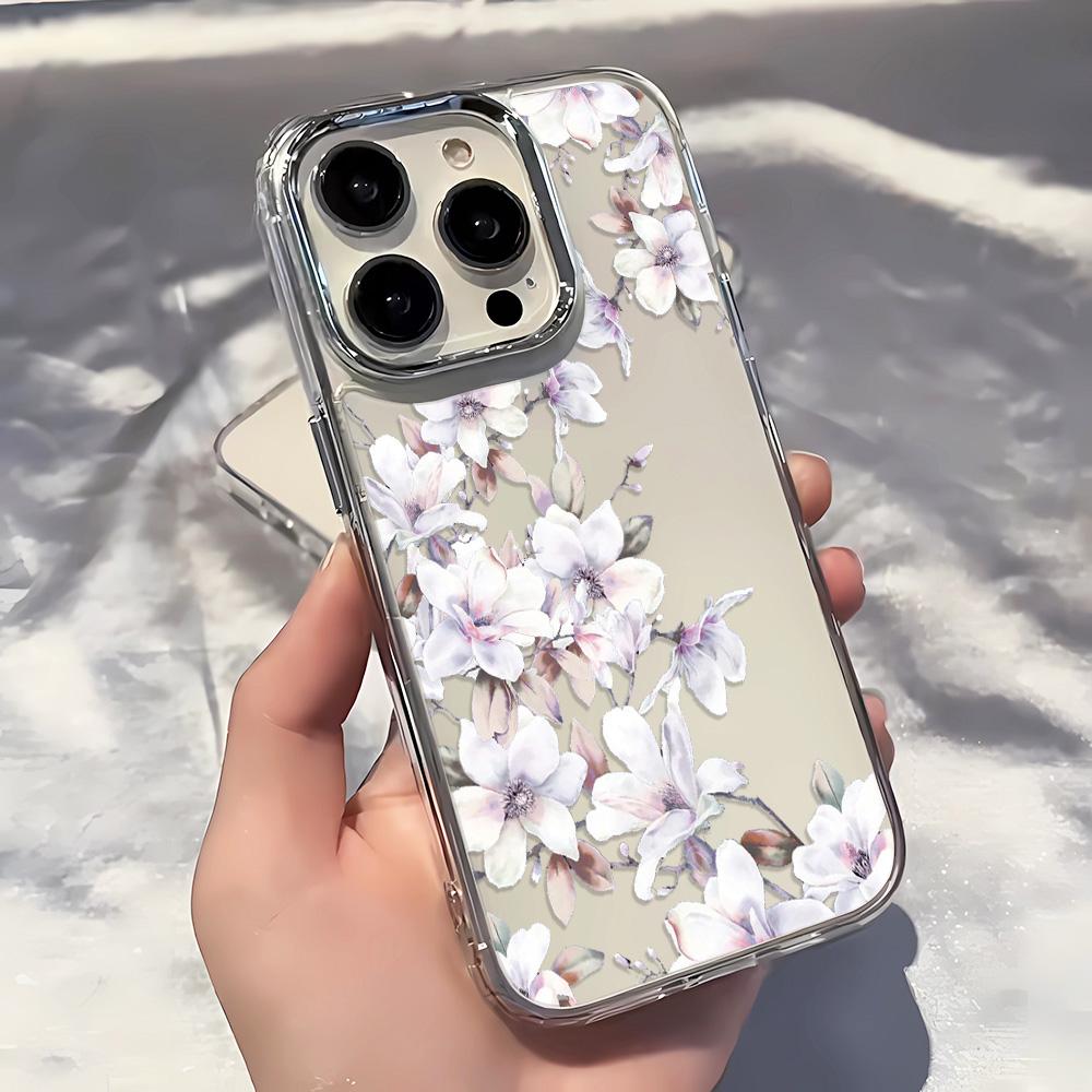 Pink Big Flower Phone Case For IPhone 17 Air 16 15 Pro 14 Plus 13 12 11 X Xr Xs Max 8 7 SE Soft Cover Case Funda 16 15 14 Plus