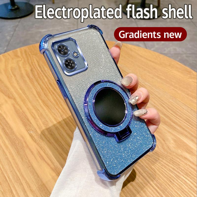 G30 G20 G10 Holder Ring Mirror Phone Case For Motorola Moto G10 G20 G30 G84 G54 G82 5G G52 G71S Soft 6D Plating Shockproof Cover