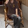 American Retro Brown Cotton T-shirt Women's Short Sleeve Summer Loose Large Size Oversize Couple Half Sleeve Top