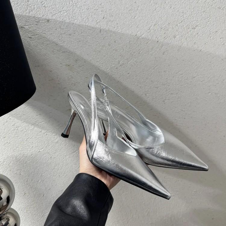 Summer 2025 New Sandal Slingback Pointy Toe Women Pumps Sexy Head Sandals Stiletto Heeled Shoes Party Shoes Fashionable Sandals