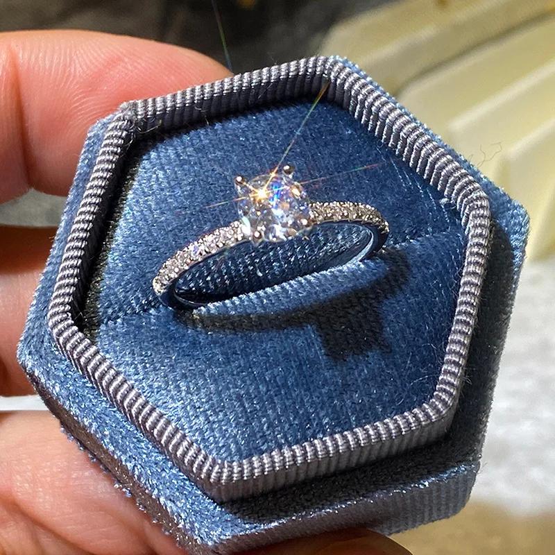 Korean 925 Silver Crystal Engagement Rings For Women AAA Zircon Cubic Ring Female Wedding Party Jewelry Gift