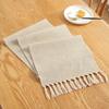 Scandinavian Style Woven Table Runner Cotton Linen Christmas Decor Solid Color Fringe Jute Tea Table Cover