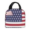 American Flag Graphic Design Insulated Lunch Bag for Women Kids Portable Food Boxes Thermal Lunch Box Tote