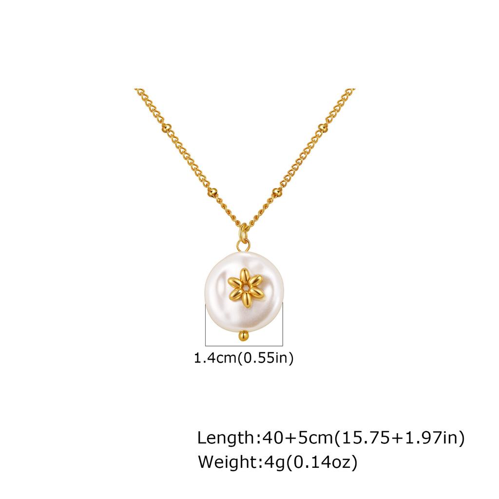 Wind Elegant Temperament Women'S Necklace, Stainless Steel Bead Chain Irregular Pearl Pendant Necklace Nc-2359