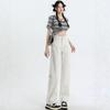 Womens White High-Waisted Straight Leg Denim Pants Loose Fit Casual Trousers Office Wear