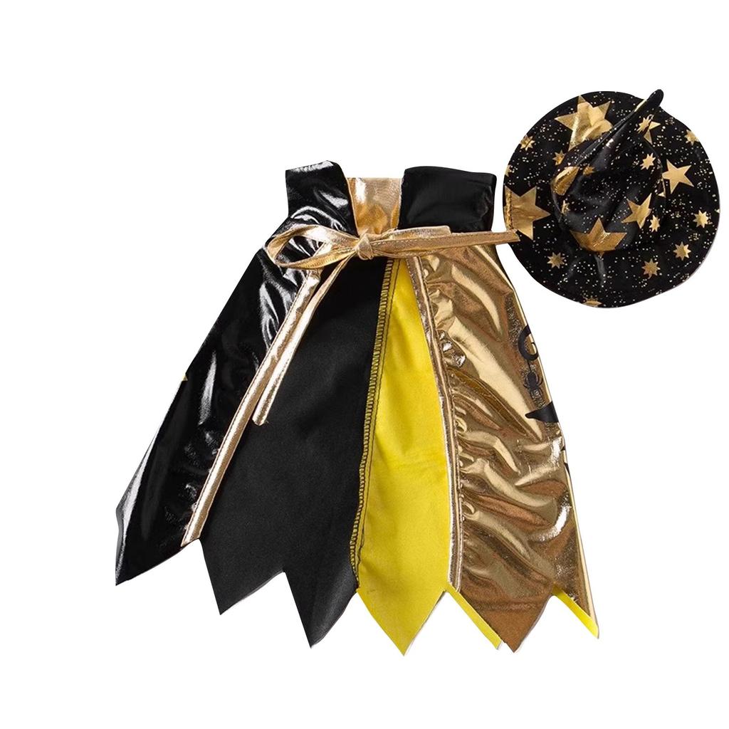 Cat Clothes Halloween Dog Costume Witch Cloak Hat Small Dog Party Suit Photo Prop Headdress Pet