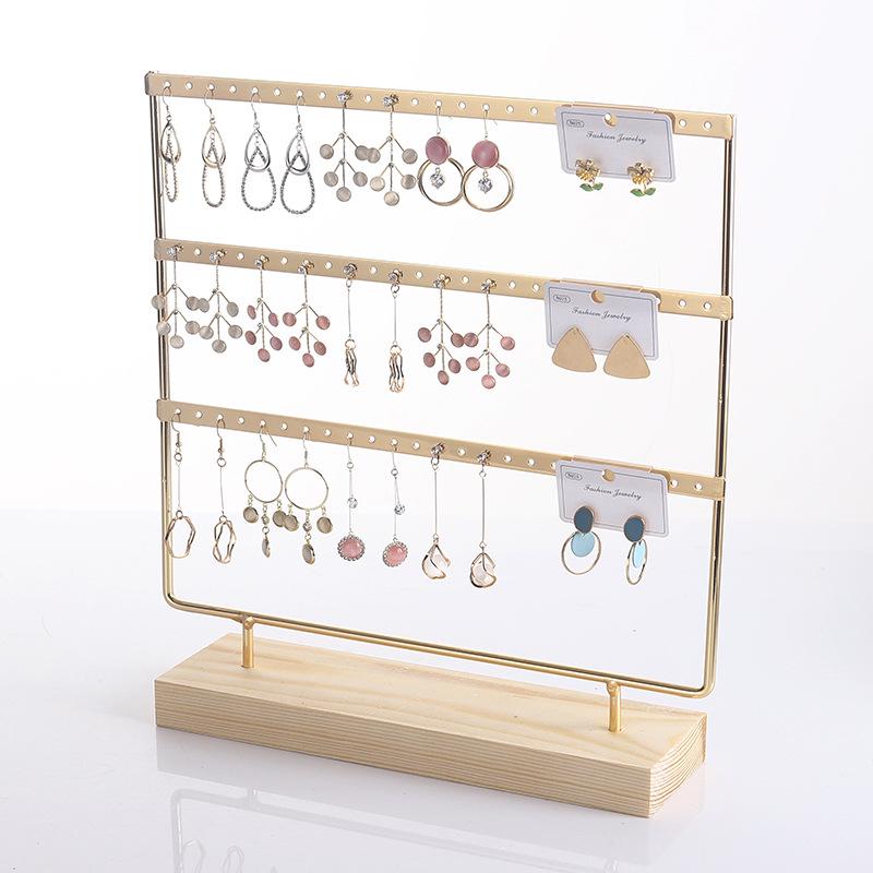 Solid Wood Iron Art Earring Holder Jewelry Display Stand for Home Storage and Hanging Ear Studs.