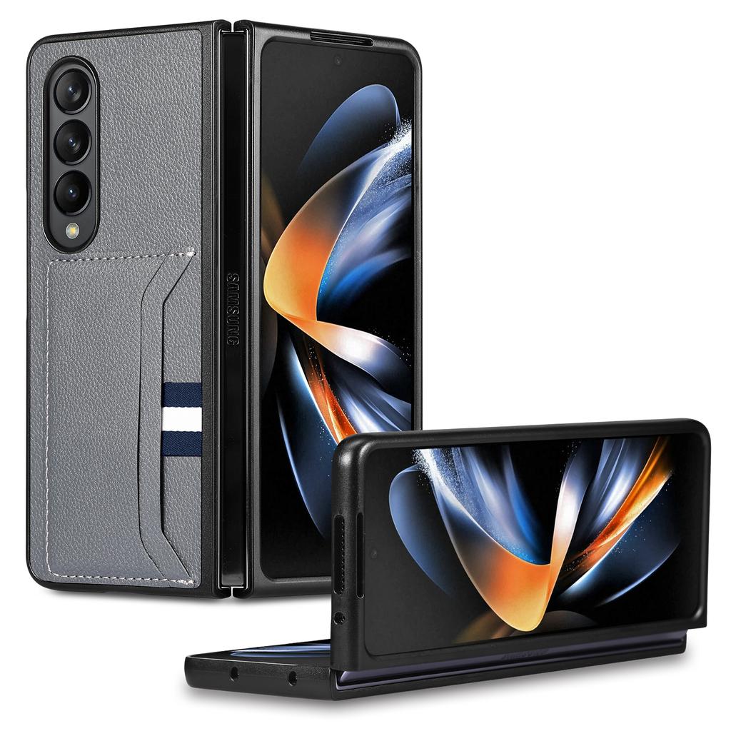 Zfold4 Leder-Kartensteckplatz-Handytasche Funda-Hülle für Samsung Galaxy Z Fold 4 Fold3 Fold2 Fold 3 4 Fold4 Rutschfeste, matte Hülle