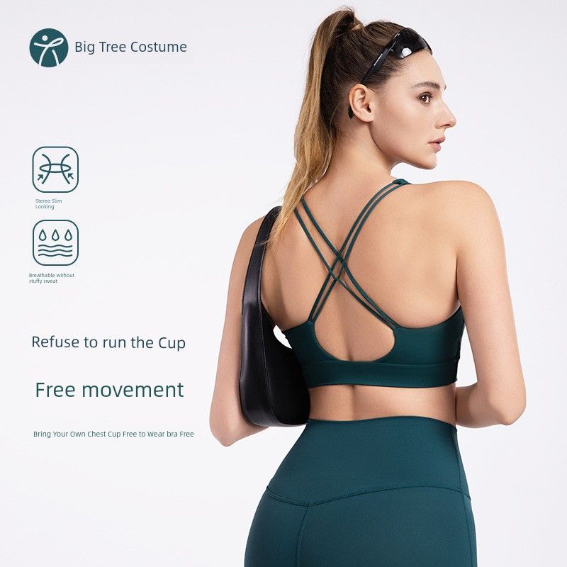 With Chest Pad Foreign Trade Sports Underwear Women Cool Feeling Beauty Back Running Yoga Vest No Running Cup Pilates Fitness Top