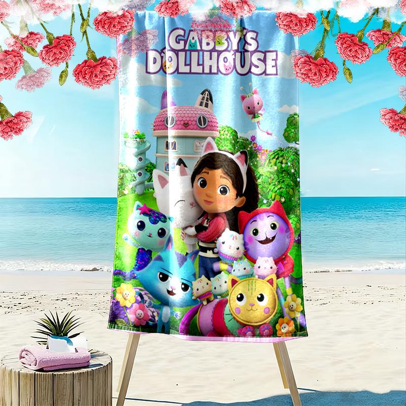 Asciugamano da Spiaggia con Stampa Gabby Dollhouse, Asciugamano Grande Morbido ad Asciugatura Rapida per Spiaggia Campeggio Nuoto