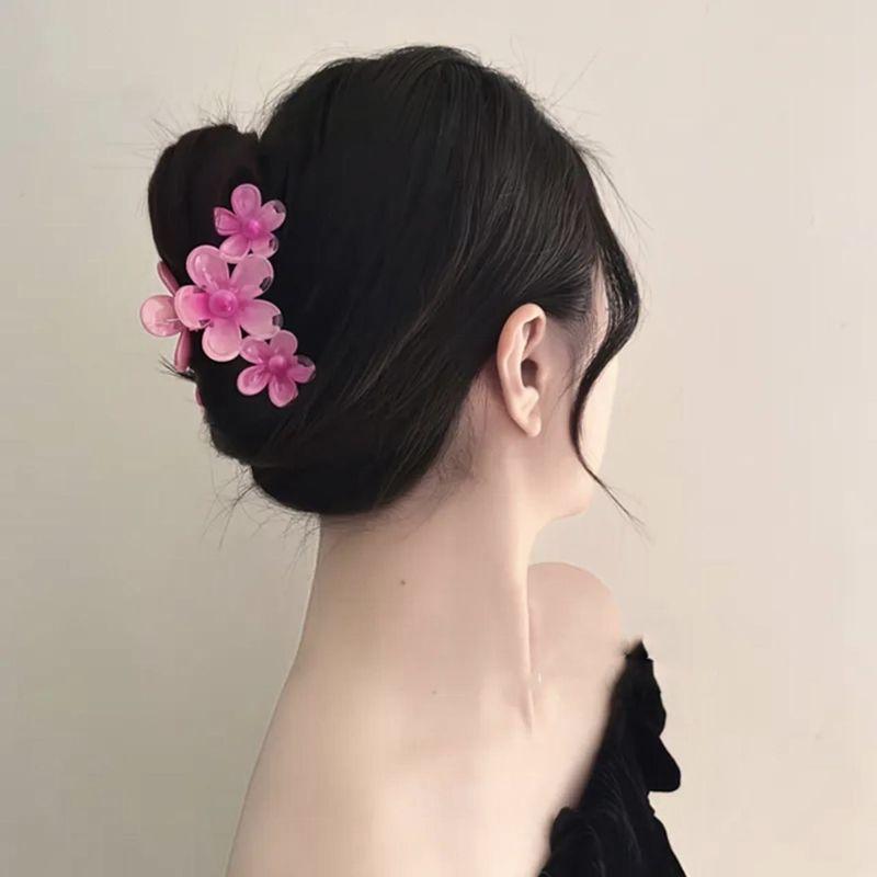 1pc Conjoined Egg Flower Claw Clip Beach Vacation Flower Hair Clip, Shark Clip Hair Accessory Headband