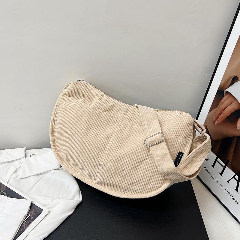 Japanese Harajuku corduroy bag female messenger ins cute dumpling bag literature and art student shoulder bag