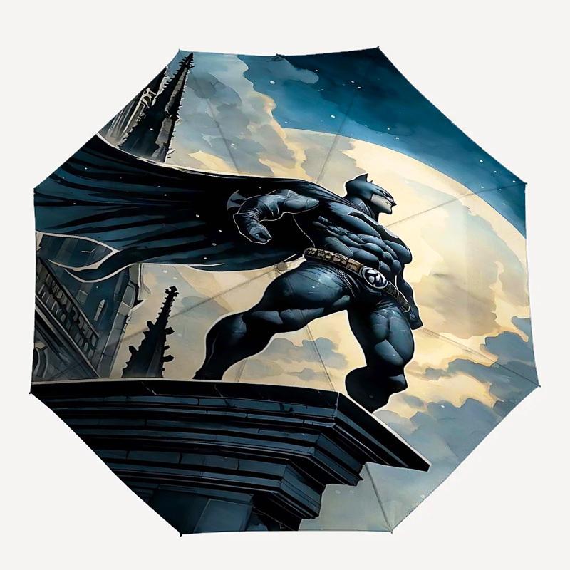 

1pc Batman full moon Automatic Folding Umbrella - Compact 8-Rib Design, Durable Plastic & Iron1451L