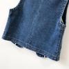 Hong Kong Style Retro Denim Vest: Women's Slim-Fit Collarless Waistcoat with Shoulder Pads for Spring and Autumn 2025.