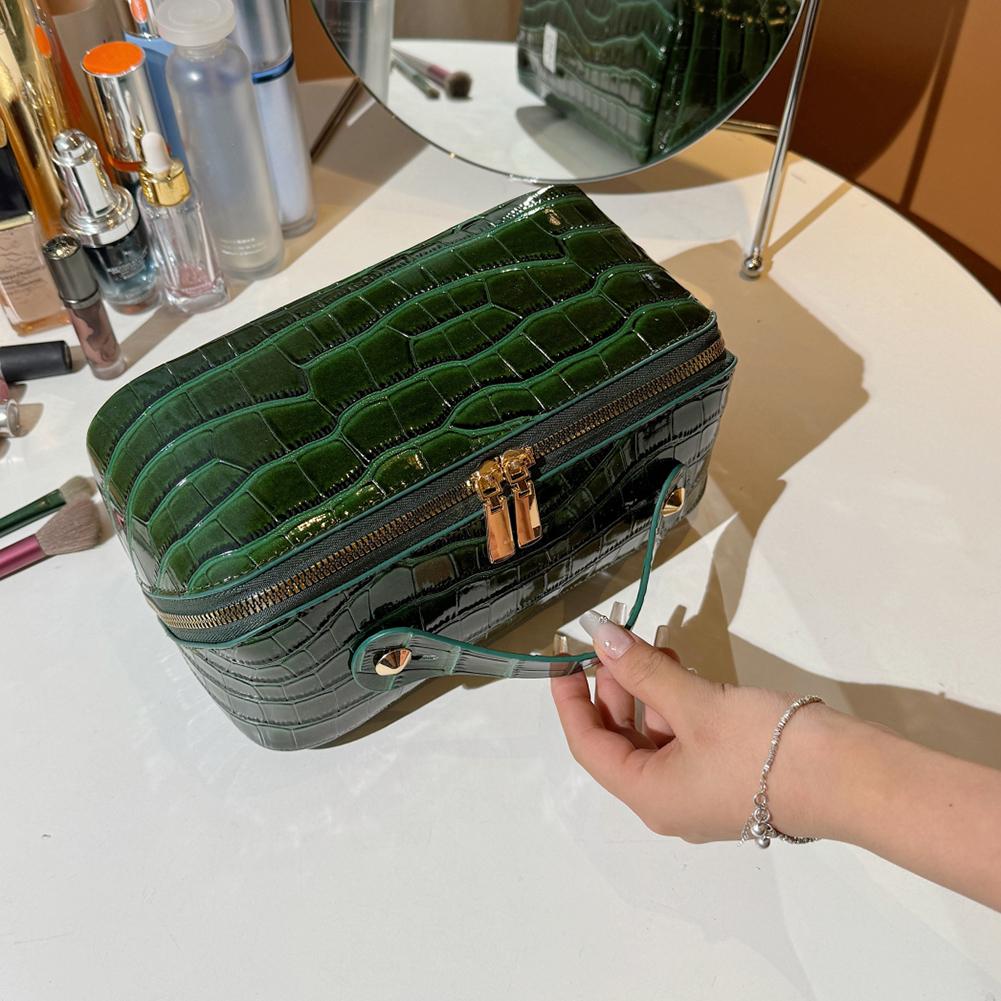 PU Leather Makeup Bag Simple Cosmetic Bag Multi-Compartment Travel Toiletry Bag Makeup Organizer Bag Women Cosmetics Handbag