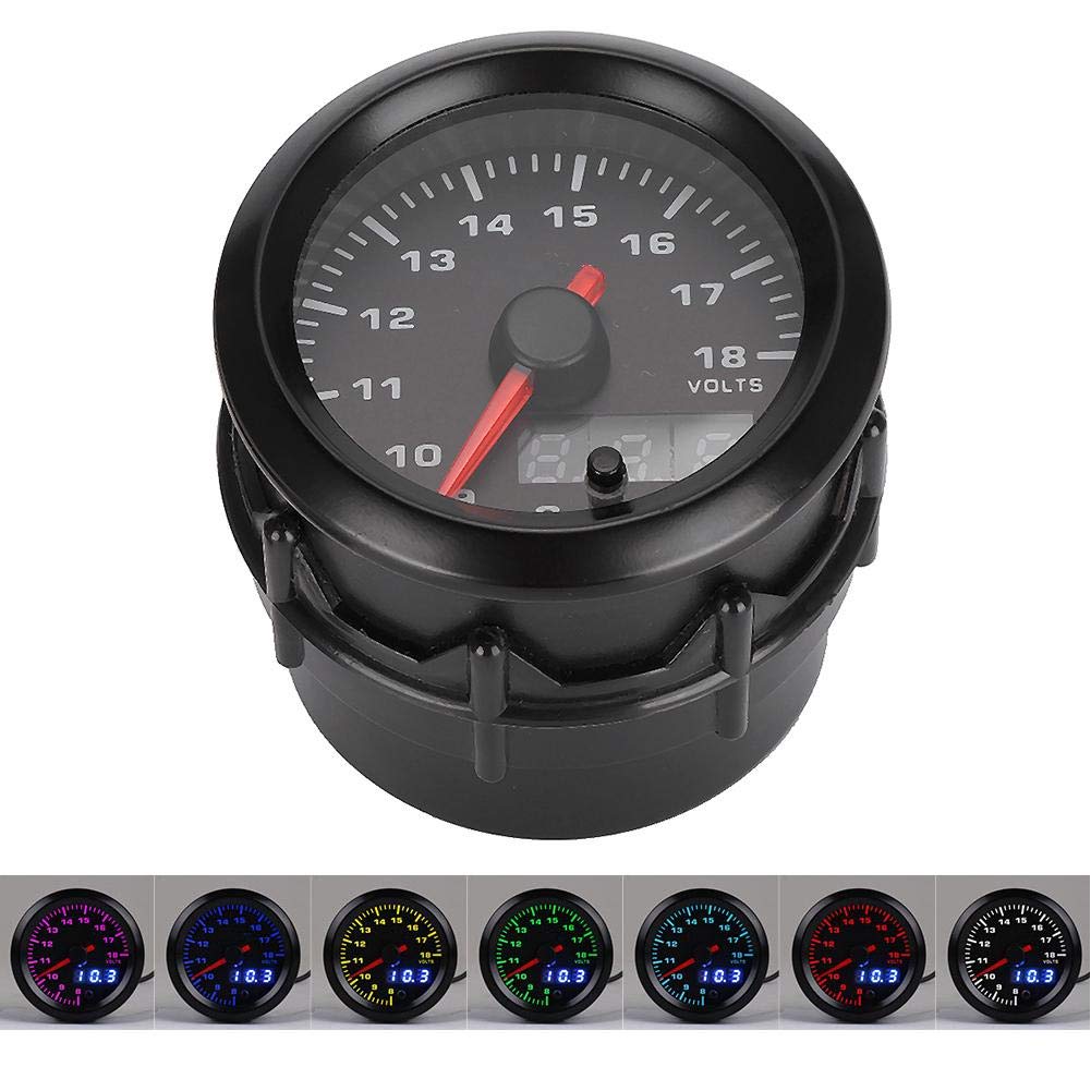 Car Voltmeter, Qiilu Voltage 52-Qiilu 2 Inch 52mm Electric Voltmeter Gauge Meter, 7 Colors