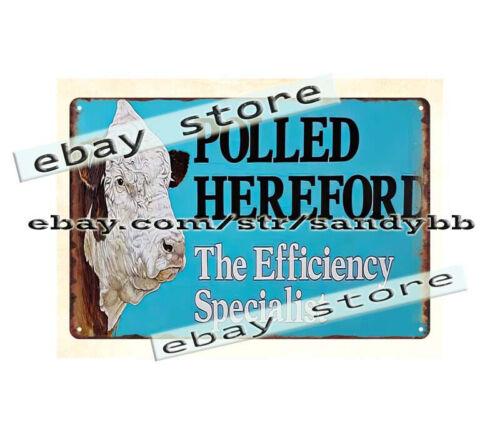 Polled Herefords Efficiency Specialist Farm Cattle Livestock Cow metal tin signAluminum 20x30cm（7.8x11.8inch）