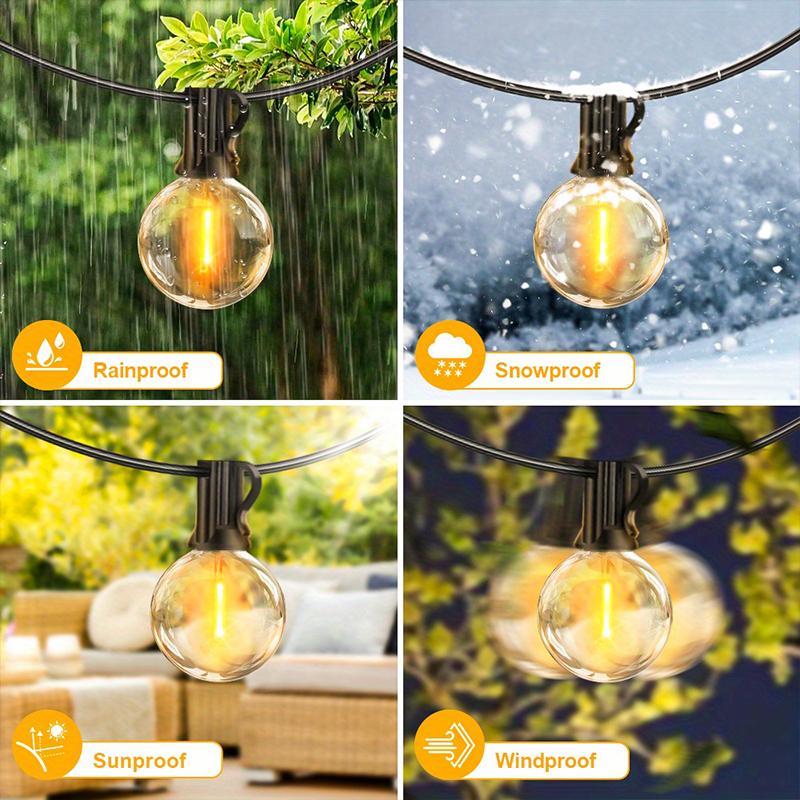 Solar String Lights Outdoor G40 Patio Lights with LED Shatterproof Bulbs,Weatherproof Hanging Lights for Garden Backyard Bistro