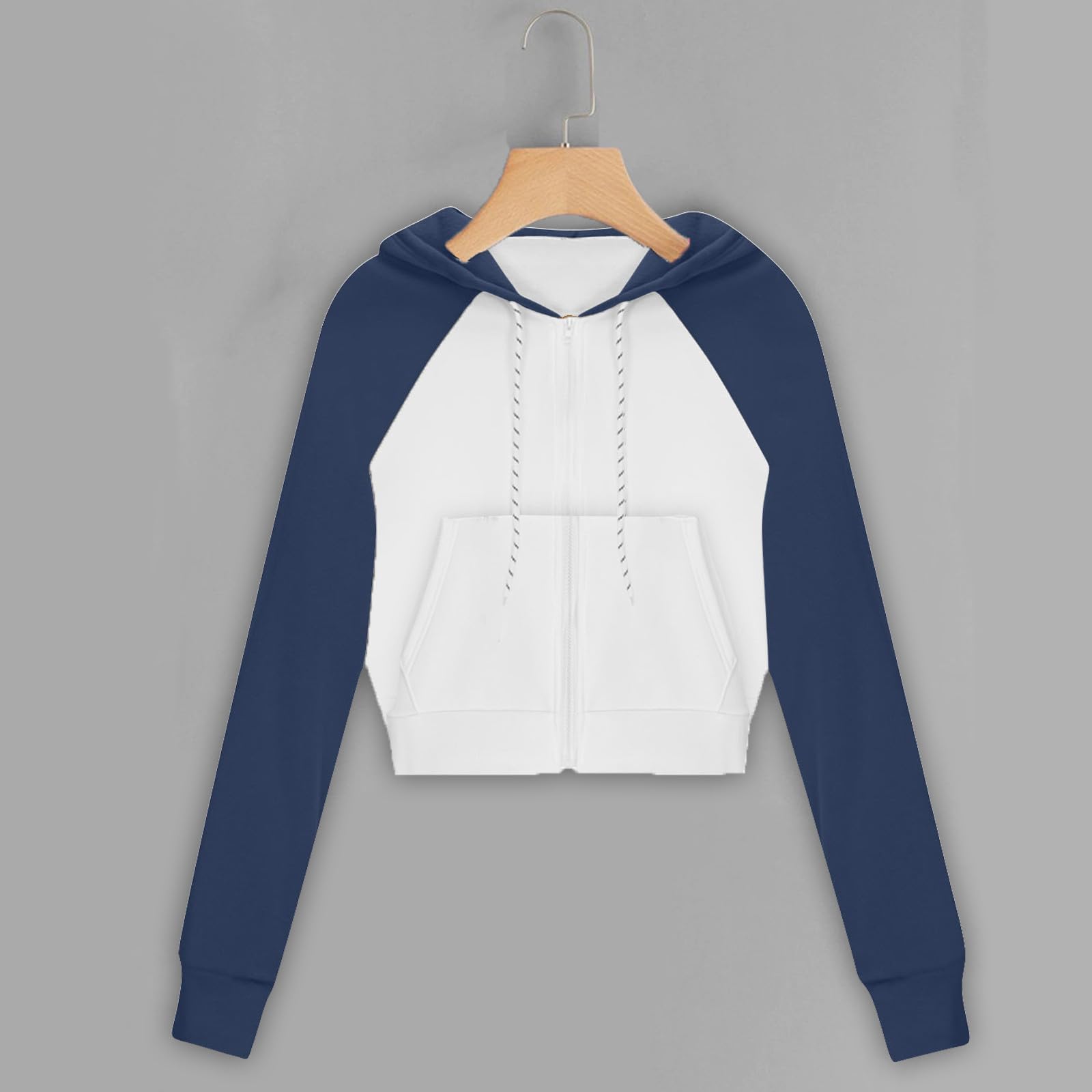 

Women s Fashionable Color Blocking Long Sleeved Pocket Casual Hoodie XL