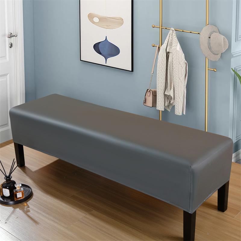 PU Bench Cover Stretch All-inclusive Stool Cover Waterproof Piano Seat Cover Slipcover Living Room Washable Bench Protector